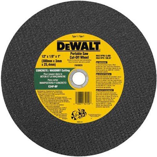 DEWALT DW8026 12-Inch by 1/8-Inch by 1-Inch C24P Abrasive Concrete/Masonry Cutting Wheel
