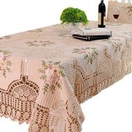 USTIDE Ustide Handmade Crochet Tablecloth Vintage Silk Ribbon Tablecloths Embroidery Floral Design Dining Table Cloth 59x86