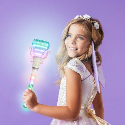  [아마존베스트]ArtCreativity Multi-Color Spinning Diamond Wand with LED Handle, 13.5 Inch Light Up Princess Wand for Kids, Fun Pretend Play Prop, Batteries Included, Birthday Gift for Boys & Girl