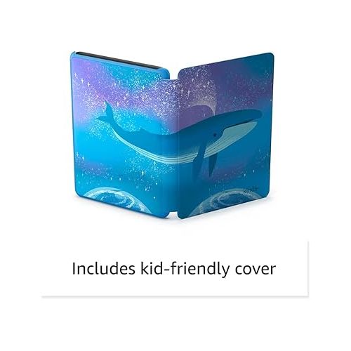  Kindle Kids (2022 release) ? If it breaks, we will replace it, includes ad-free books, cover and adjustable light - Space Whale