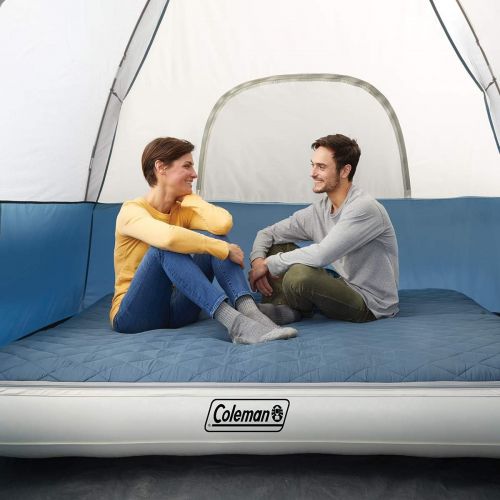 콜맨 Coleman Inflatable Airbed with Zip-On Insulated Mattress Topper & Battery-Operated Pump, Queen