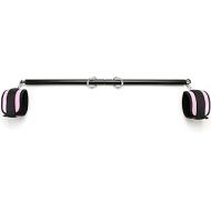 Sovyime Black Expandable Pilates Spreader Bar Set with 2 Pink Adjustable Straps Kit Sports Aid Training Yoga Fitness Gear