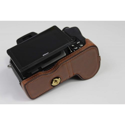  Z7 Z6 Z5 Case, BolinUS Handmade PU Leather Half Camera Case Bag Cover Bottom Opening Version for Nikon Z5 Z6/Z6 II Z7/Z7 II with Hand Strap (Coffee)