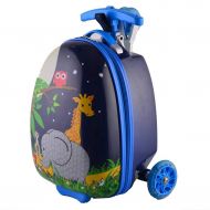 SODKK Scooter with Luggage Suitcase, Kids Travel Suitcase Foldable Trolley Travel Bag Carry on Airport Outdoor Baggage A