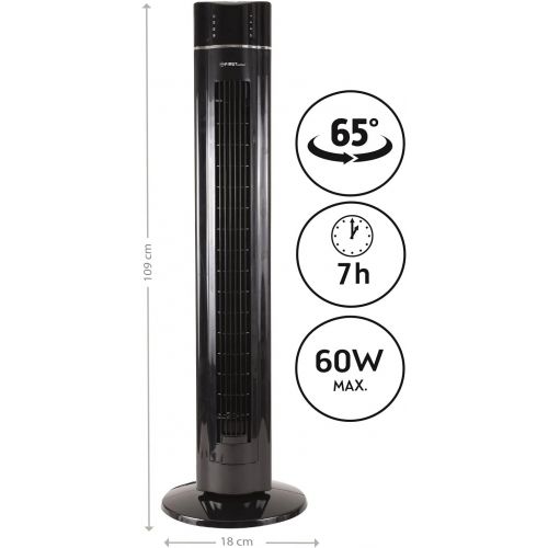  [아마존베스트]TZS First Austria - 60 Watt 109 cm Column Fan with Remote Control Timer up to 7 Hours Oscillation Fragrance Compartment Ion Function Removes Fine Dust Tower Fan Tower Fan Black