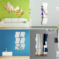 Kizaen 6 Pcs/Set DIY Square Wall Mirror Sticker Removable Modern Mirror Style for Home Living Room...