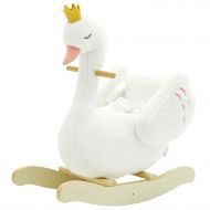 Labebe labebe - Plush Rocking Horse Wooden, Swan Rocker, Baby Riding Animal White, Kid Ride On Toy for 1-3...