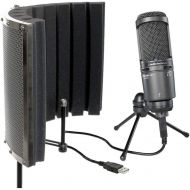 Audio-Technica AT2020USB+ Cardioid Condenser USB Microphone, Built-In Headphone Jack, Mac and Windows Compatible - Bundle With CAD Audio Acousti-Shield 22 Foldable Stand-Mounted Ac