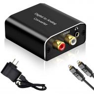 192kHz Digital to Analog Audio Converter, Hdiwousp Aluminum Digital Coax Optical to RCA L/R Converter with Spdif Cable, DAC Toslink Optical to 3.5mm Headphone Jack Adapter for PS4