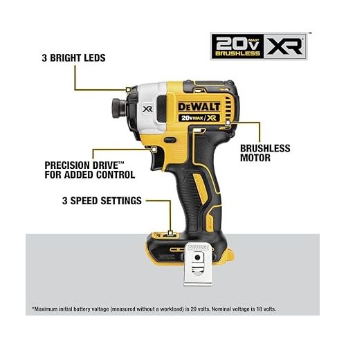  DEWALT 20V MAX XR Power Tools Combo Kit, Hammer Drill, Impact Driver, Reciprocating Saw, and Work Light, 4-TOOL (DCK449P2)