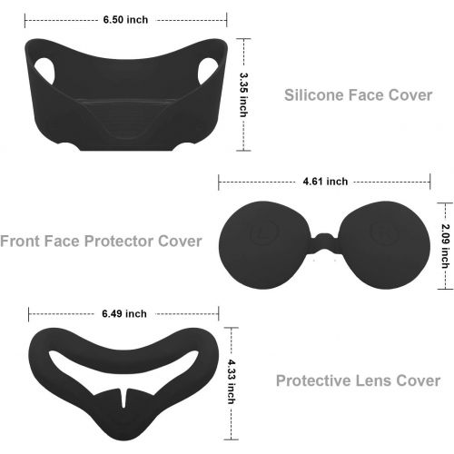  [아마존베스트]TAACOO VR Silicone Cover Set for Oculus Quest 2 Headset | Silicone VR Face Cover & VR Shell Front Face Protector Cover and Protective Lens Cover (Black)