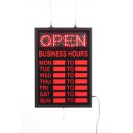 Displays2go Neon Open Sign with Hours of Operation, Lighted Business Hours Window Display - Red Illumination (LEDOPCL02)