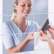 Color mogu color mogu Acrylic Mirror Tiles Sheet Adhesive Wall Mirror Flexible Self Adhesive Non Glass Mirror,12 by 12 Inch,4 Pieces