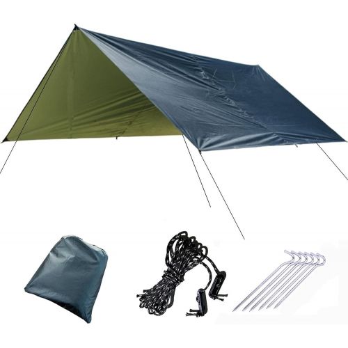  TAHUAON Waterproof Protection Tent Tarp Tent Beach Rain Tarp Shade Sail Sun Canopy with Wind Rope Ground Nail (Color-G)