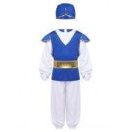 MSemis Child Arabian Prince Costume Boys Cap Tops with Loose Pants Belt and Turban Aladdin Suit