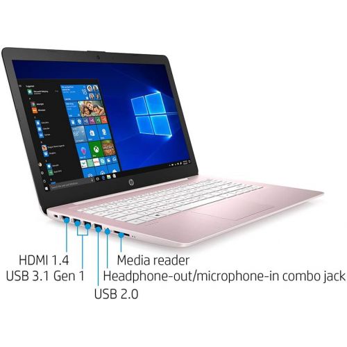 에이치피 2021 HP Stream 14 HD SVA Laptop Computer, Intel Celeron N4000 Processor, 4GB RAM, 64GB eMMC Flash Memory, Intel UHD Graphics 600, 1-Year Office, Bluetooth, Win 10S, Rose Pink, 32GB