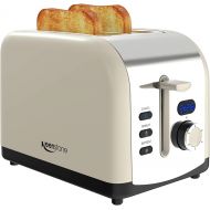 [아마존베스트]Toaster 2 Slice, Keenstone Stainless Steel Retro Toaster with Timer, Wide Slot, Defrost/Reheat/Cancel Fuction, Removable Crumb Tray, Black