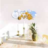 ATFUNSHOP Home Decoration Wall Mirror Stickers Round Circle 28 Pieces Different Size Silver Reflection