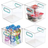 MDesign mDesign Plastic Kitchen Pantry Cabinet, Refrigerator or Freezer Food Storage Bins with Handles - Organizer for Fruit, Yogurt, Snacks, Pasta - Food Safe, BPA Free, 6 Cube, 4 Pack -