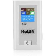 KuWFi Portable 5200mAH Power Bank 3G 4G Wireless Route 150Mbps cat4 4G Mobile WiFi Hotspot with SIM Card Slot Support AT&T Work with EU Asia (sim Card not Included) with LCD Displa