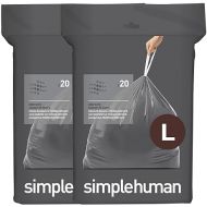 simplehuman Code L Odorsorb Genuine Custom Fit Drawstring Odor Absorbing Trash Bags in Dispenser Packs, 40 Count, 18 Liter / 4.7 Gallon