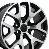 OE Wheels LLC OE Wheels 22 Inch Fits Chevy Silverado Tahoe GMC Sierra Yukon Cadillac Escalade CV92 Black Machd 22x9 Rim Hollander 5656