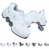 FTYUNWE Roller Skates for Women Outdoor,Parkour Shoes with Wheels for Girls/Boys,Kick Rollers Shoes Retractable Adults/Kids,Quad Roller Skates Men,Unisex Skating Shoes Recreation S