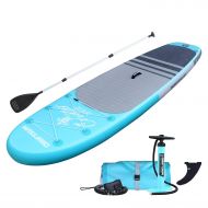 SereneLife Driftsun Cruiser 10 Foot Inflatable Rigid Paddleboard Stand Up SUP Package with Travel Strap, Adjustable Paddle, Coil Leash, 10 Feet Long x 32 Inches Wide, Teal