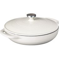 Lodge 3.6 Quart Enameled Cast Iron Oval Casserole With Lid? Dual Handles ? Oven Safe up to 500° F or on Stovetop - Use to Marinate, Cook, Bake, Refrigerate and Serve ? Oyster White