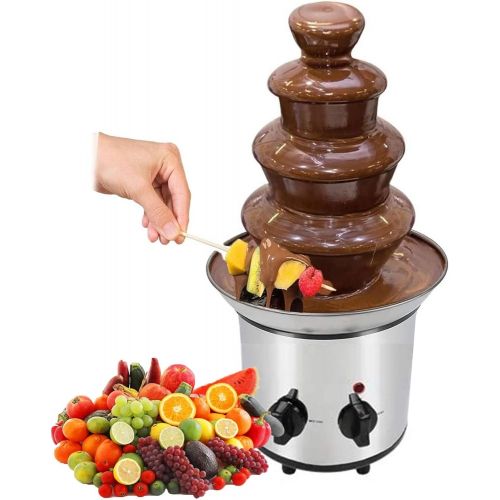  FISISZ Cholate Fondue Fountain Chocolate Melting Warming Machine 4-Tier Stainless Steel Party Luxury Retro Hot Chocolate Fondue Fountain (White : A), 45 x 22