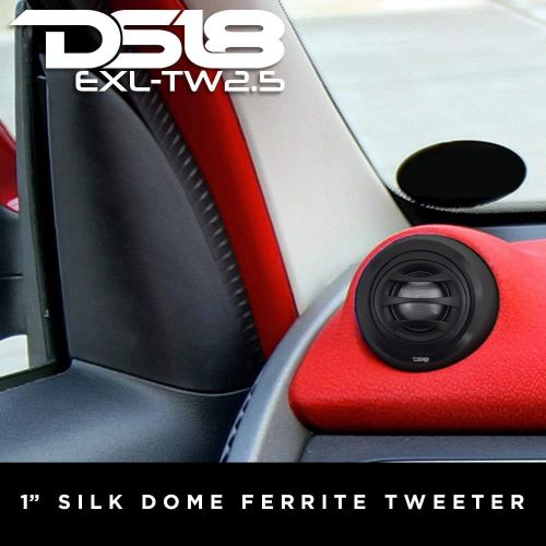  [아마존베스트]DS18 EXL-TW2.5 Tweeter 1-inch Extremely Loud Series 100 Watts Max Silk Dome Ferrite Tweeter Ferro Fluid Sound Quality - Set of 2 (Black)