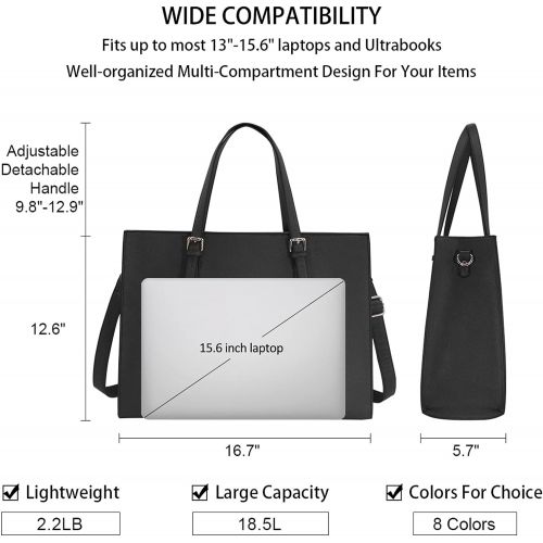  [아마존베스트]NUBILY Laptop Bag for Women Waterproof Lightweight Leather 15.6 Inch Computer Tote Bag Business Office Briefcase Large Capacity Handbag Shoulder Bag Professional Office Work Bag Black