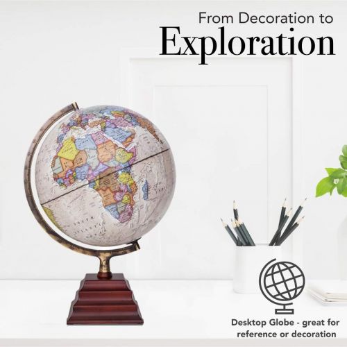  Waypoint Geographic Peninsula 12 inch Globe with Stand - Over 4,000 UP-TO-DATE Points of Interest - Pagoda Style Stand & Politically Styled World Globe for Home, Office & Classroom