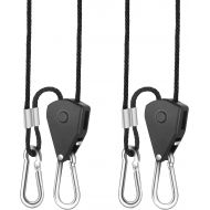 [아마존베스트]iPower GLROPE 1-Pair 1/8 Inch 8-Feet Long Heavy Duty Adjustable Rope Clip Hanger (150lbs Weight Capacity) Reinforced Metal Internal Gears, 1 Pack, Black