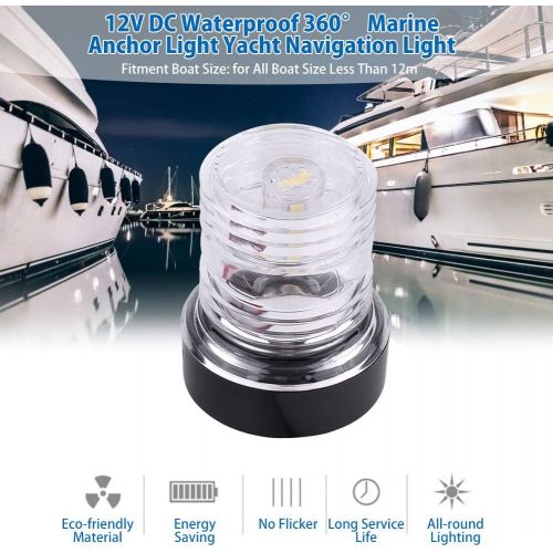  [아마존베스트]Keenso Boat Light 12 V Marine Boat Yacht Navigation All Round 360° White LED Anchor Light Waterproof