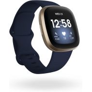 [아마존베스트]Fitbit Versa 3 Health & Fitness Smartwatch with GPS, 24/7 Heart Rate, Alexa Built-in, 6+ Days Battery, Midnight Blue/Gold, One Size (S & L Bands Included)
