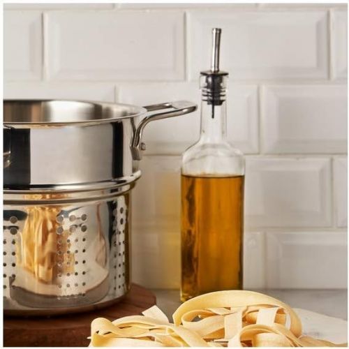  All-Clad E414S6 Stainless Steel Pasta Pot and Insert Cookware, 6-Quart, Silver - 2100078499