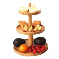 Ren Handcraft 3 Tier Cake Stand Bamboo Serving Tray Fruit Platter Elegant Wedding Cupcake Holder Wooden Cheese Dish Salad Plates