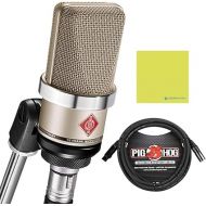 Neumann TLM 102 Condenser Microphone Cardioid Studio Set, Nickel - 10ft Pig Hog XLR Mic Cable, Polishing Cloth - Home Studio Equipment for Singing, Streaming, Music Production Recording