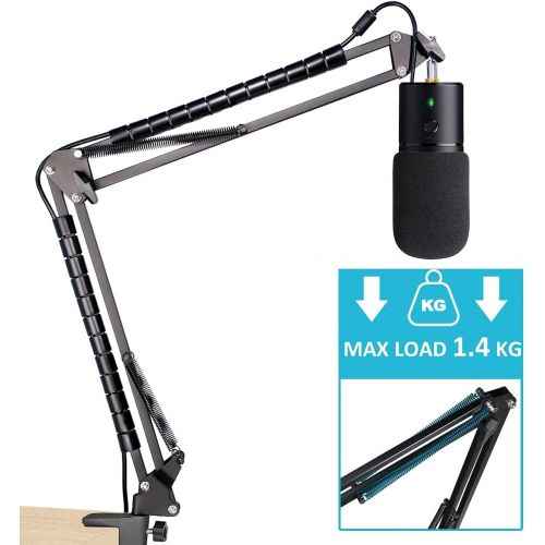  Seiren X Mic Boom Arm Stand with Pop Filter, Compatible with Razer Seiren X USB Microphone with Cable Sleeve by SUNMON