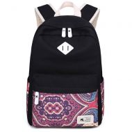 Pelisy Canvas Laptop Backpack School Bag Printing Travel Black Backpack for Women & Men