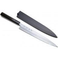 Yoshihiro High Carbon Blue Steel #1 Suminagashi Yanagi Sashimi Japanese Chef’s Knife with Ebony Handle