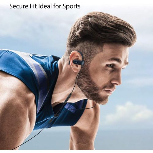  [아마존베스트]Avantree E171 Sports Earbuds Wired with Microphone, Sweatproof Wrap Around Earphones with Over Ear Hook, in Ear Running Headphones for Workout Exercise Gym Compatible with iPhone,