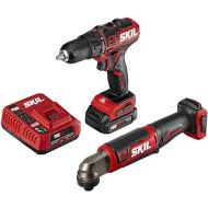 SKIL 2-Tool Combo Kit: PWRCore 12 Brushless 12V 1/2 Inch Cordless Drill Driver and 1/4 Inch Hex Right Angle Impact Driver, with 2.0Ah Lithium Battery and PWRJump Charger - CB743001