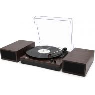 [아마존베스트]LP&No.1 Retro Belt-Drive Bluetooth Turntable with Separable Stereo Speakers,3 Speed Vinyl Record Player,Dark Brown