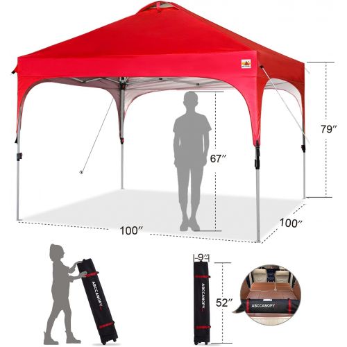  ABCCANOPY Outdoor Pop up Canopy Tent 8x8 Camping Sun Shelter-Series, Red