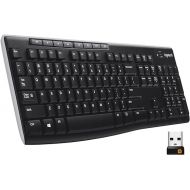 Logitech K270 Wireless Keyboard for Windows, 2.4 GHz Wireless, Full-Size, Number Pad, 8 Multimedia Keys, 2-Year Battery Life, Compatible with PC, Laptop, Black