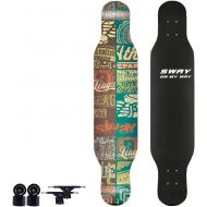 HLYT-Barstools Professional Beginner Drop Through Longboard 42 Inch Skateboard Complete Freestyle Skateboard Cruising for Cruising, Carving, Free-Style and Downhill