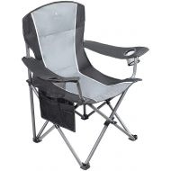 CAMPING WORLD Heavy Duty Camping Chairs Portable Folding Oversized Camping Chair with 2 Cup Holder for Indoor or Outdoor - Black/Gray