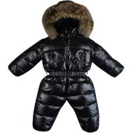 BPrincess Babies Solid Color Quilted Belted Zip Up Furry Hood Thermal Snowsuit